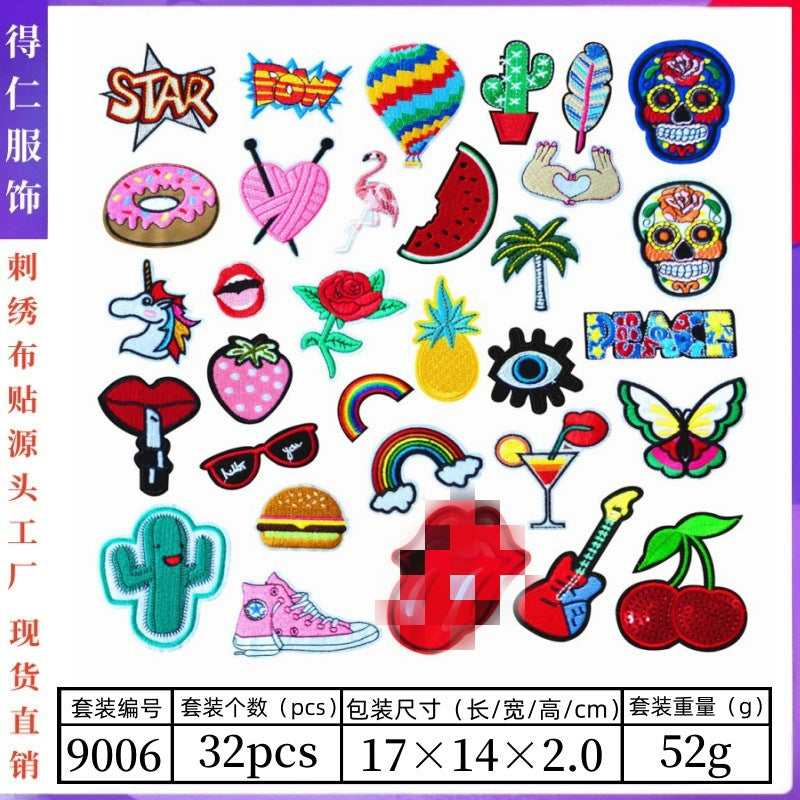 Wholesale cartoon mouth patch cactus clothes decorative embroidery stickers